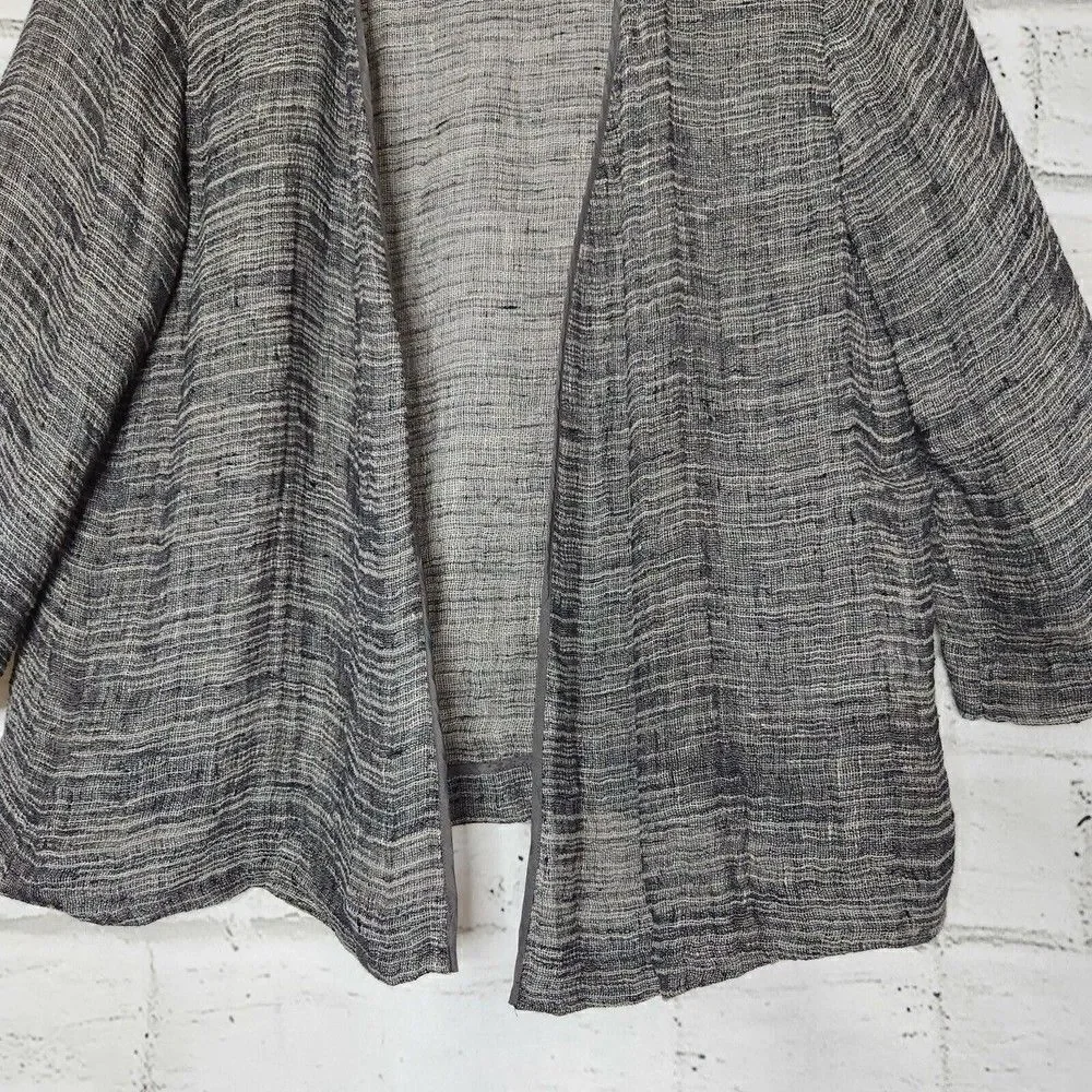 Eileen Fisher Womens Small Organic Linen Gray Lightweight Cardigan Lagenlook